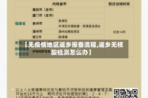 【无疫情地区返乡报备流程,返乡无核酸检测怎么办】