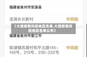 【大理疫情风险地区名单,大理疫情风险地区名单公布】