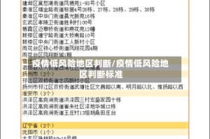 疫情低风险地区判断/疫情低风险地区判断标准