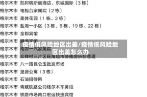 疫情低风险地区出差/疫情低风险地区出差怎么办