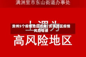 贵州5个疫情地区名单/贵州地区疫情风险等级