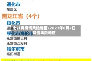 七八月疫情风险地区/2021年8月7日疫情风险地区