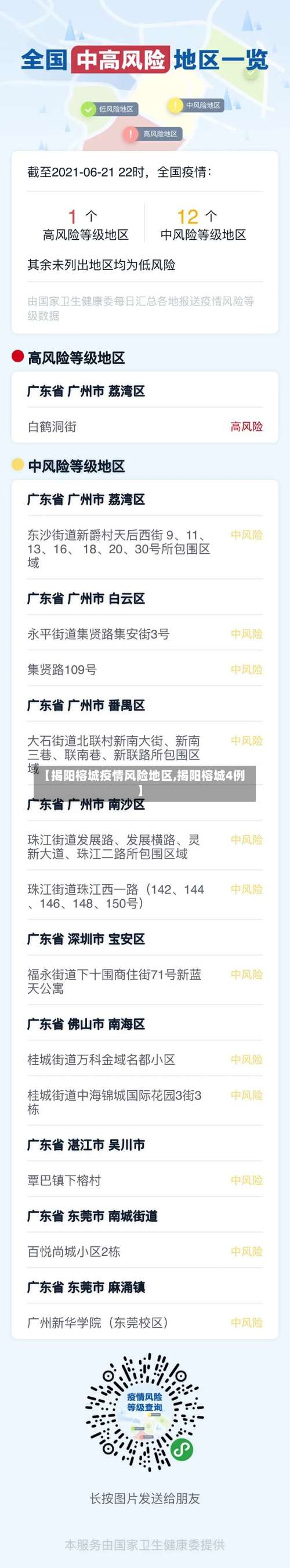 【揭阳榕城疫情风险地区,揭阳榕城4例】-第1张图片