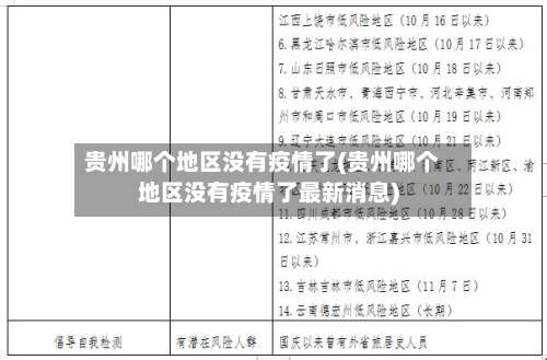 贵州哪个地区没有疫情了(贵州哪个地区没有疫情了最新消息)-第1张图片